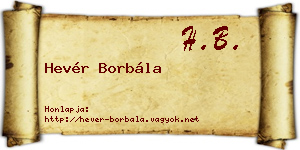 Hevér Borbála névjegykártya